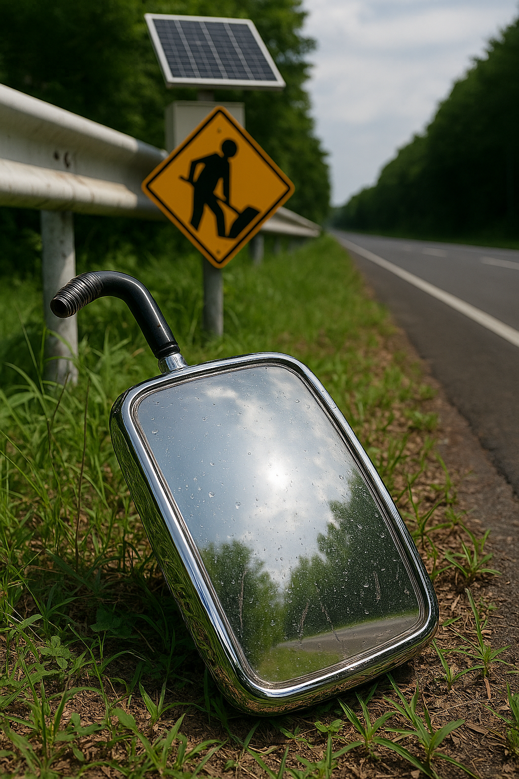 ミラーが吹っ飛んだ